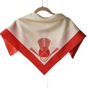 Vintage Eve Dedree Red & Cream Scarf Abstract Geo Print